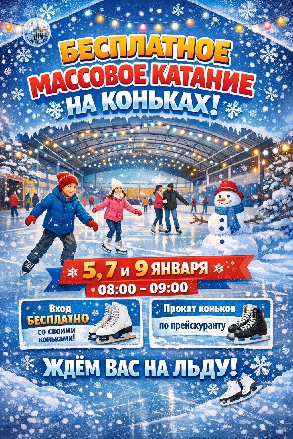 Жителей Ухты приглашают на бесплатное массовое катание на коньках