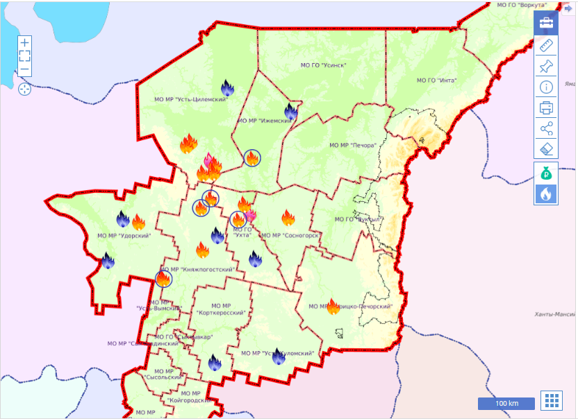 Карта лесных пожаров марий эл