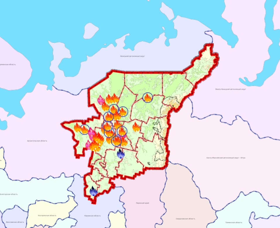 Карта лесных пожаров пермского края