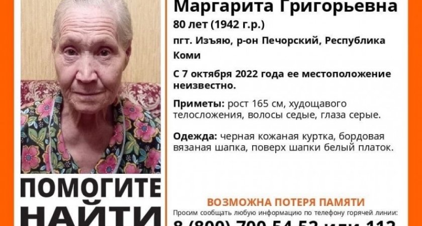 В Коми пропала 80-летняя женщина