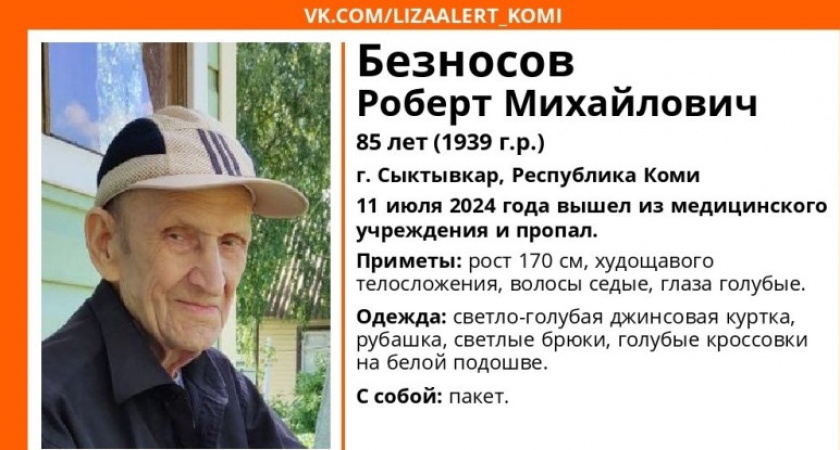 В Коми бесследно пропал 85-летний мужчина