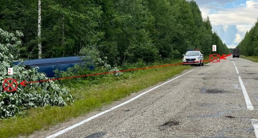 В Коми фругон съехал с дороги и врезался в дерево