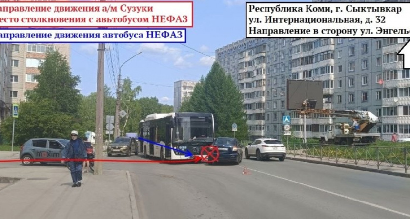 В столице Коми иномарка не уступила дорогу автобусу