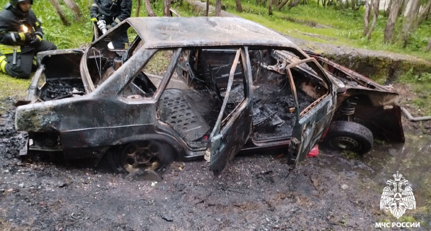 В Коми дотла сгорела машина