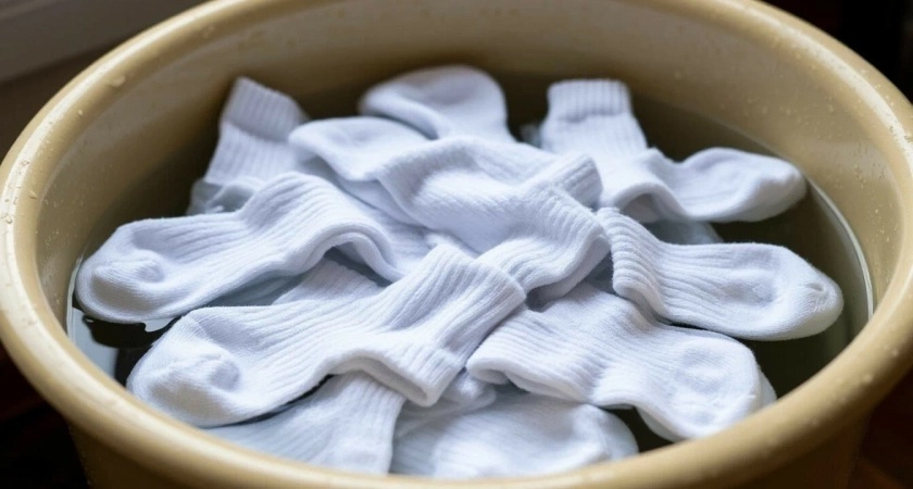 Кидаю 4 ложки в таз — и даже самые заношенные носки станут белее снега: простой и полезный лайфхак