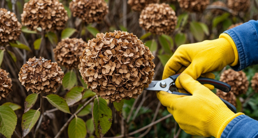 Гортензия будет цвести пышными шапками, если обрежете ее так осенью