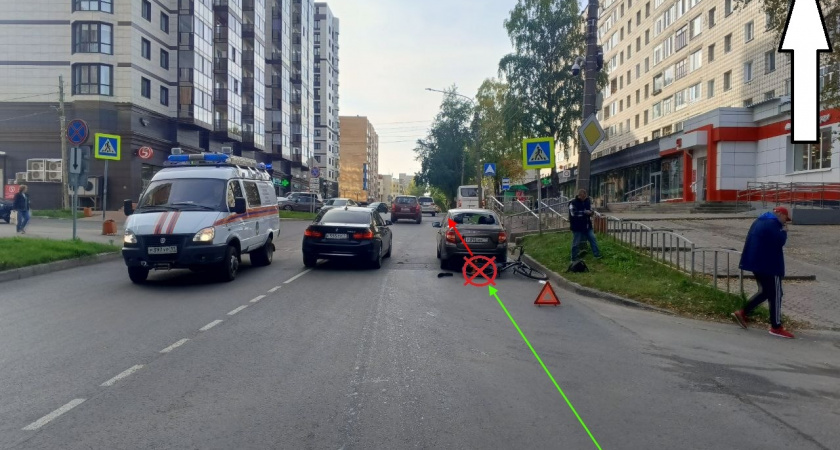 В Коми велосипедист протаранил в LADA Granta, которая пропускала пешеходов