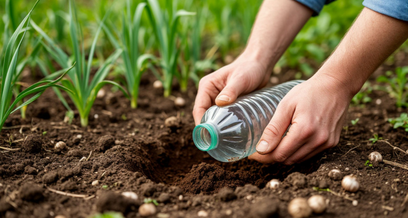 Как посадить чеснок в два раза быстрее с помощью бутылки