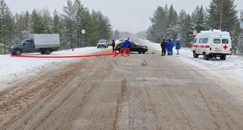 В Коми грузовая машина не уступила дорогу Lada Granta