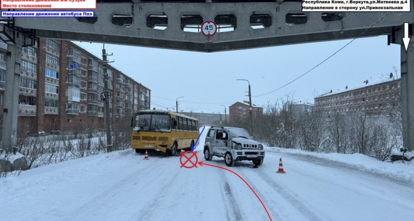 В Коми иномарка въехала в автобус 