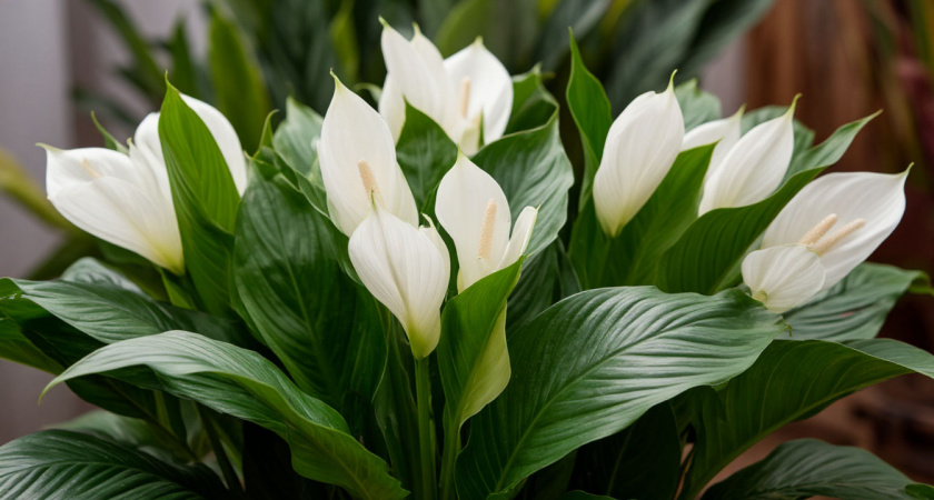 Спатифиллум цветёт без остановки, а листья размером с ладонь: грубо и жестко, зато эффективно. Боюсь, но делаю