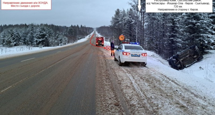 В Коми в ДТП с опрокидыванием иномарки пострадала 15-летняя девочка