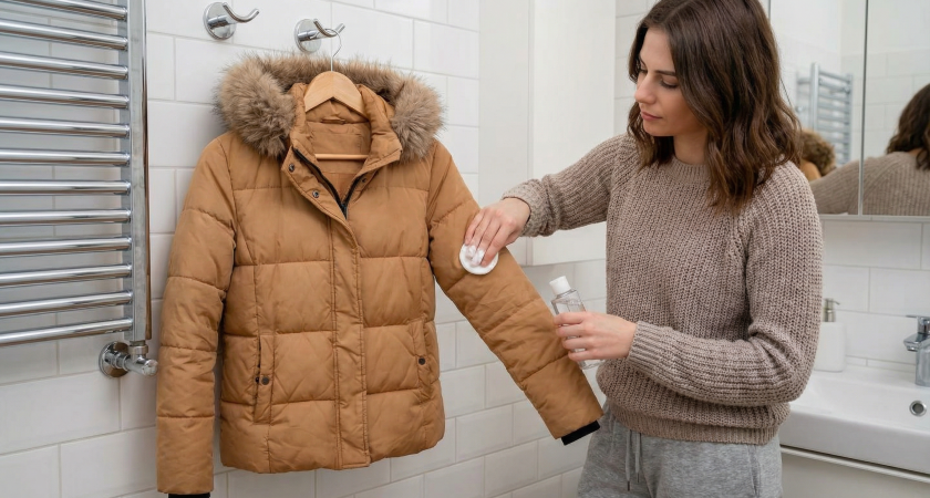 2 капли на ватный диск - и куртка или пуховик как новые: даже стирать не придется