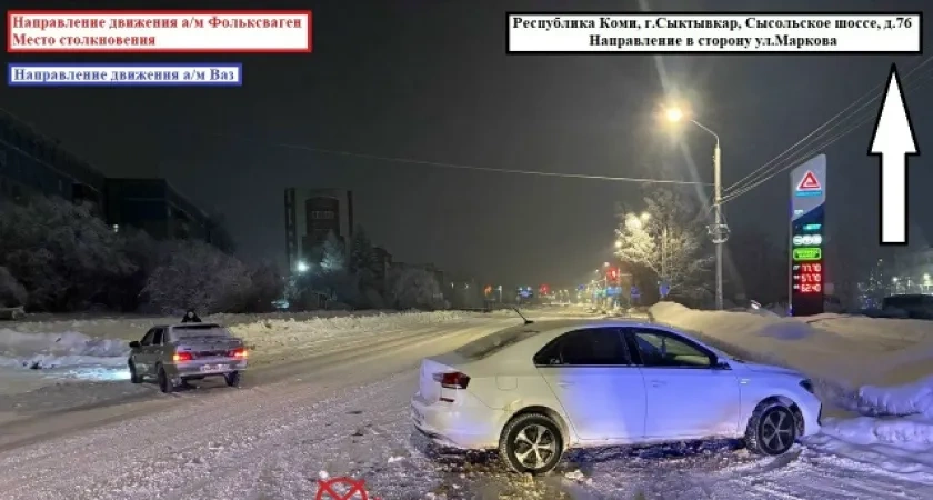 В столице Коми столкнулись “Фольксваген” и “ВАЗ”
