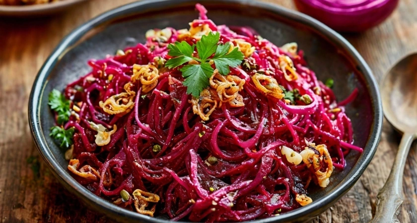 Вкусный салат со свеклой: домашних от него за уши не оттащить — легкий и быстрый рецепт