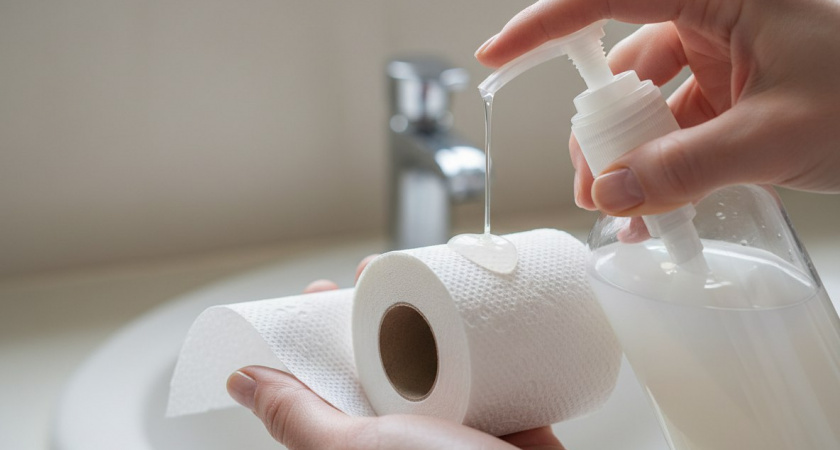 Нанесла жидкое мыло на туалетную бумагу и увидел, насколько это просто. Друзья сначала смеялись, теперь делают так же