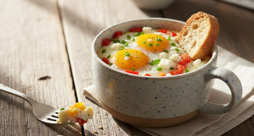 Яйца не варю и не жарю: разбиваю 2 яйца в кружку и готовлю быстрый омлет прямо в микроволновке - вкусно и просто