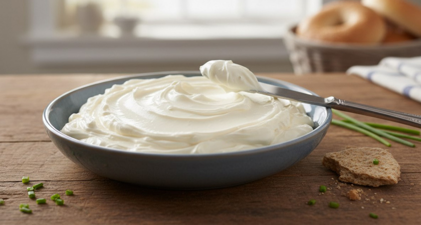 На ночь смешиваем ряженку и сметану: на утро получаем сыр "Филадельфия" — готовится, пока вы спите