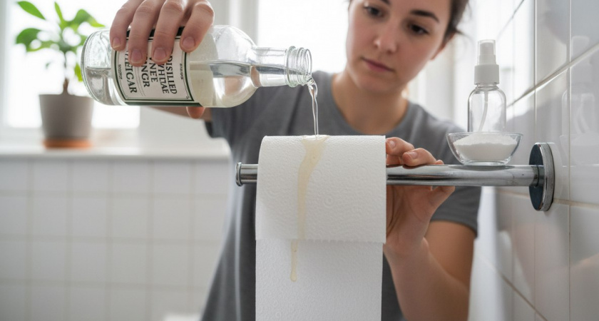 Заливаю уксус в рулон туалетной бумаги и ставлю в углу: соседи думали, что я сошла с ума - пока не попробовали сами