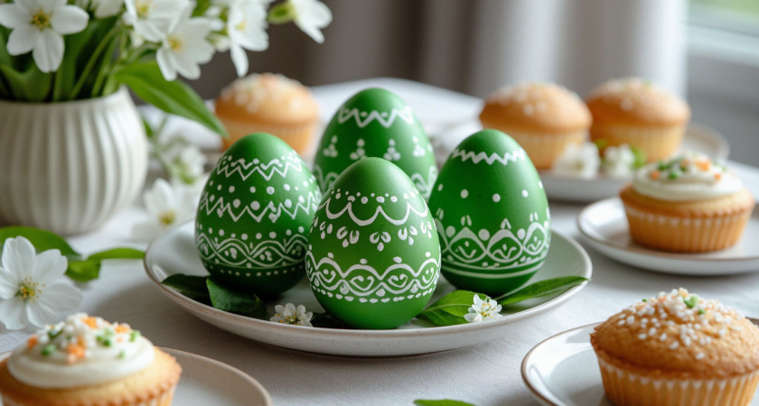 Без шпината и крапивы: опускаю пасхальные яйца в эту натуральную «зелень» — и скорлупки будут ярче изумрудов