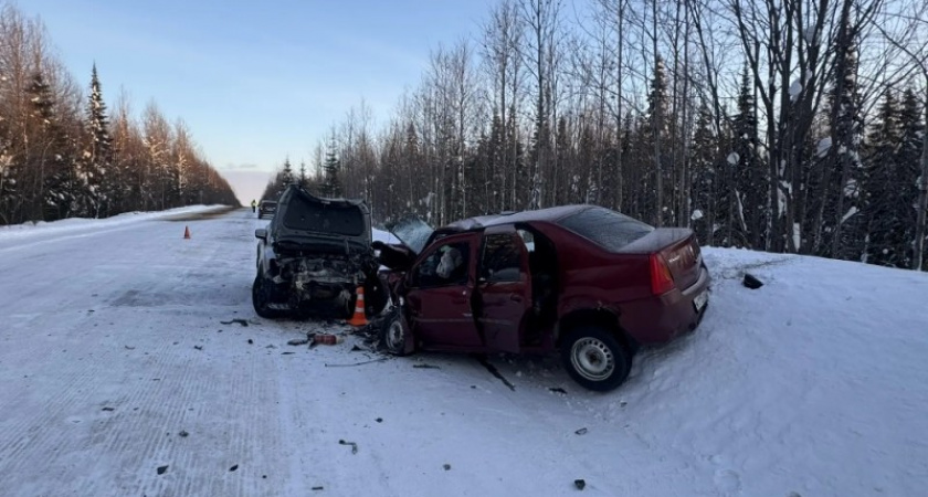 Двое человек погибли в лобовом столкновении иномарок на трассе в Коми