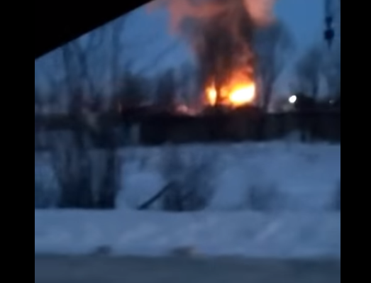 Появилось видео пожара под Сыктывкаром