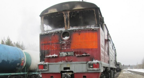 Тепловоз, который выгорел в Княжпогостском районе, перевозил нефтепродукты