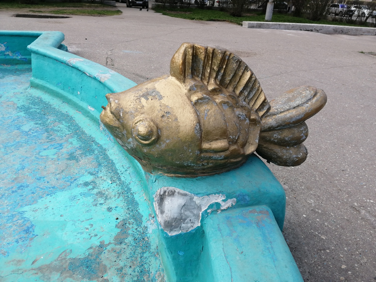 С фонтана на входе в Детский парк Ухты сняли рыбок
