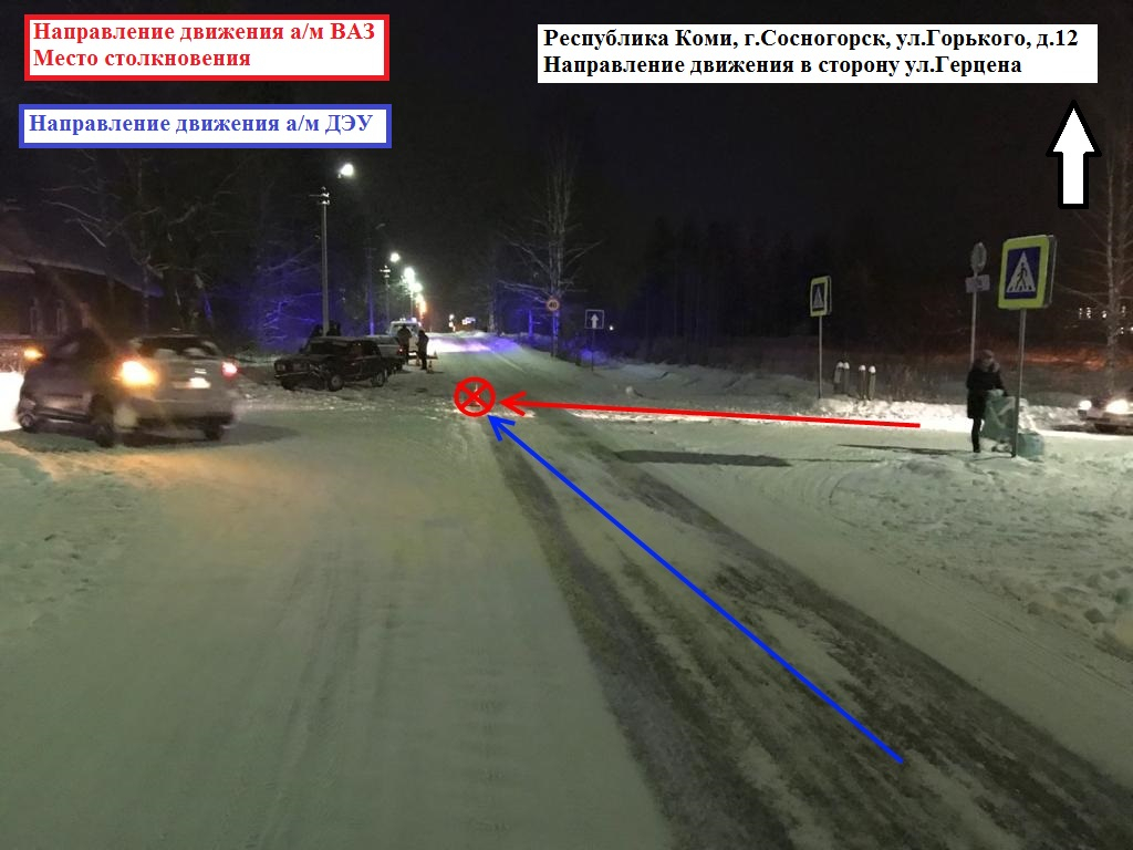 В Сосногорске «семерка» столкнулась с автомобилем  «Daewoo»