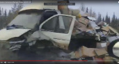Появилось видео, как под Сосногорском "МАЗ" разворотил "Газель"