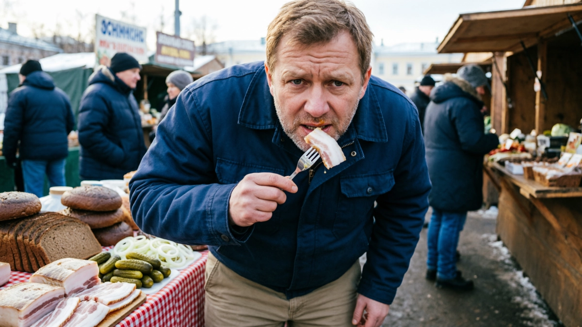 Француз съел сало на краснодарском рынке и потерял дар речи на пять секунд. А потом сказал: "Русские, ну вы даете!"
