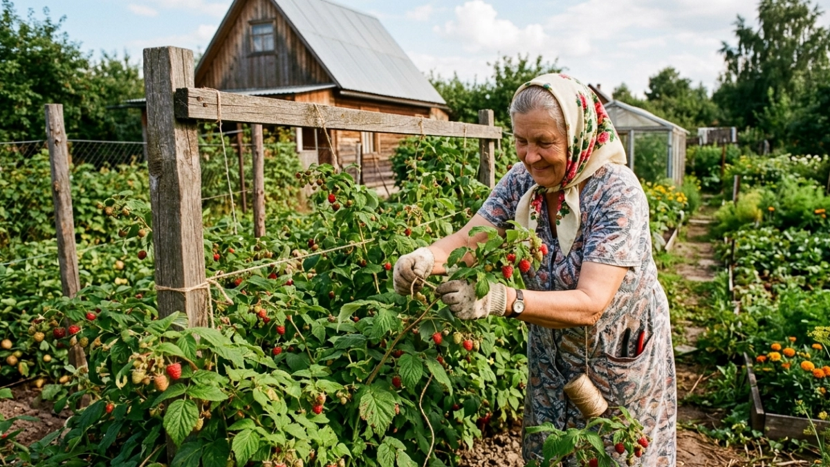 В СССР малину подвязывали один раз и на 20 лет: ни рубля лишнего не тратили — забытый метод