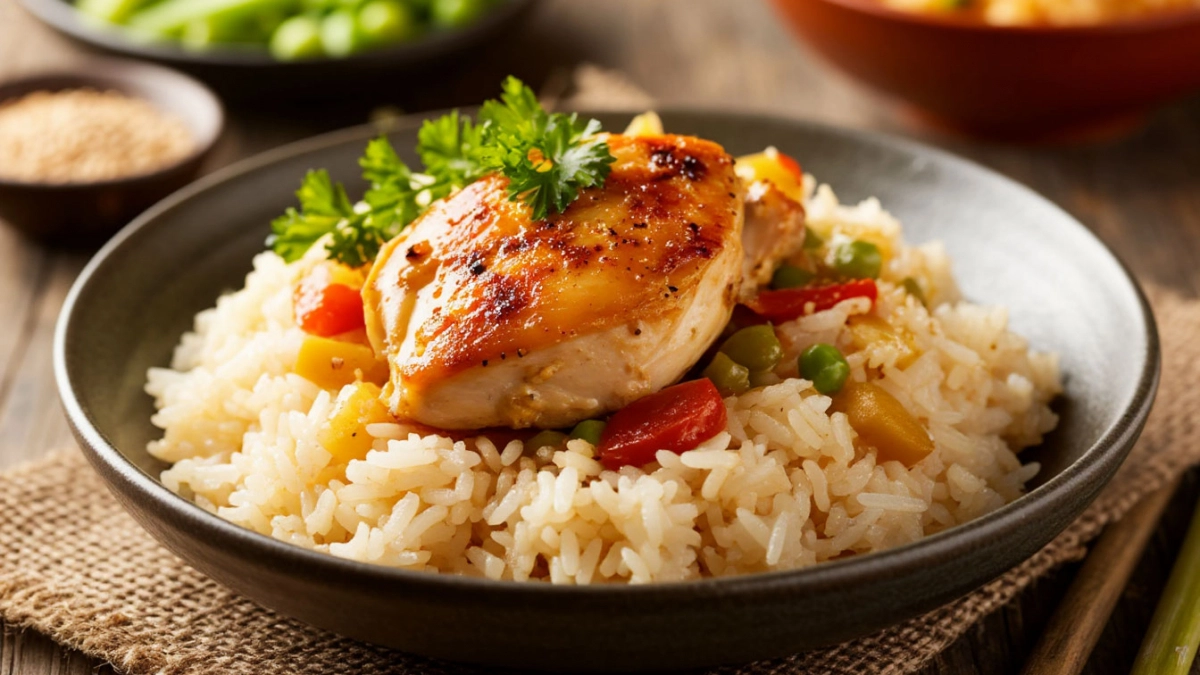 Давно уже готовим рис с курицей в духовке и у плиты не стоим. Простой и вкусный ужин в одной посуде, без кастрюль и сковородок