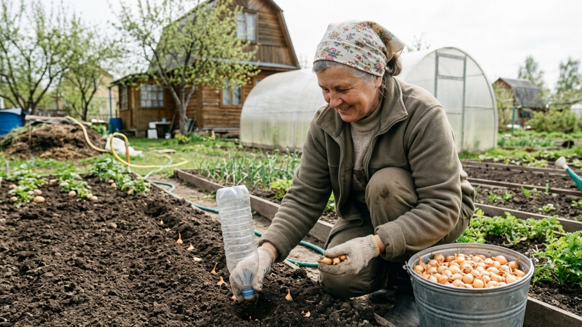 Хватит гнуть спину на огороде: бутылочный метод посадки севка без боли в пояснице — быстрее, проще, урожайнее