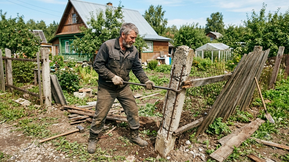 Как легко вытащить даже бетонный столб из земли: способ с минимумом усилий