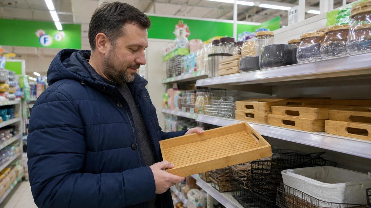 Купил в «Фикс Прайсе» бамбуковый поднос, но не под фрукты: нашел ему на даче полезное применение