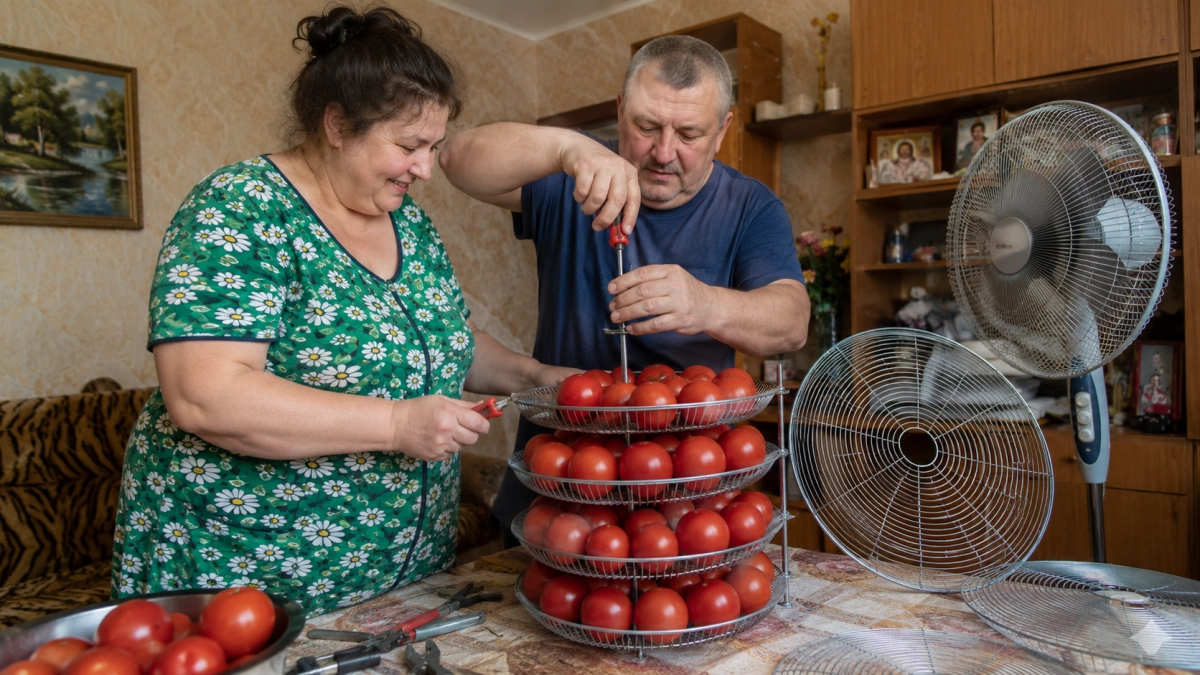 Решётку от старого вентилятора не выбрасываю: один поворот — и на даче появляется полезная вещь, которую соседи принимают за покупную