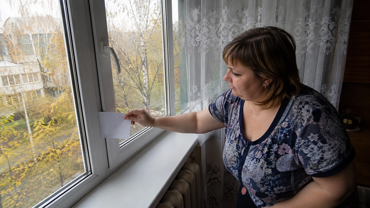 Пластиковые окна перед осенью не заклеиваю: проверяю одно место на раме — именно оттуда часто тянет холодом