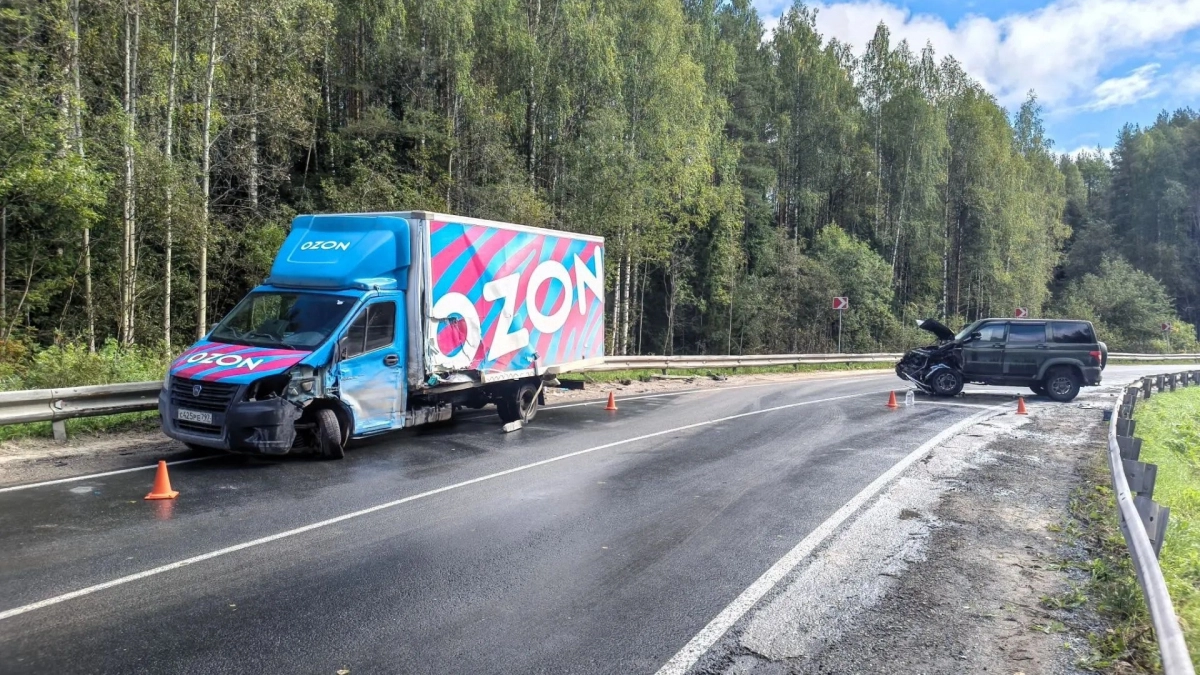 Водитель “УАЗа” выехал на встречную полосу и протаранил грузовик на трассе в Коми