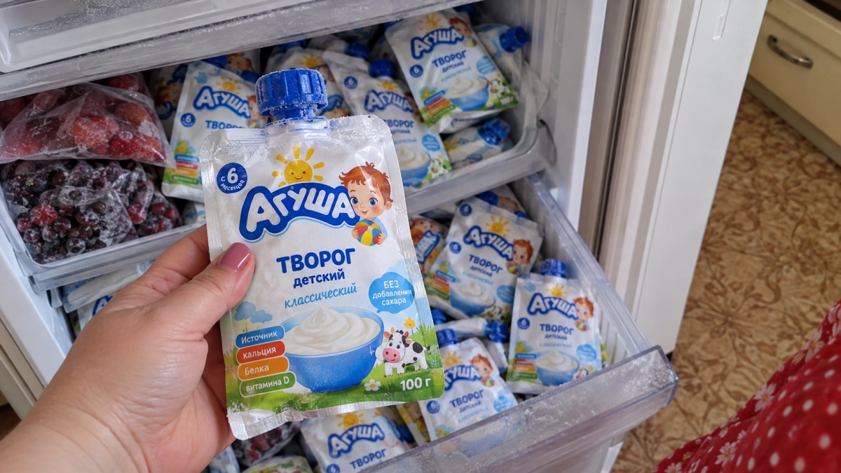 Пачку детской «Агуши» прячу в морозилку на ночь: утром получаю нежный «пломбир» — 5 минут с ягодами, и десерт как в кофейне