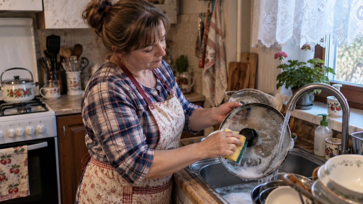 1 стакан в тазик — и стеклянные крышки от кастрюль снова блестят как новые: ни липкого жира, ни мутного налёта