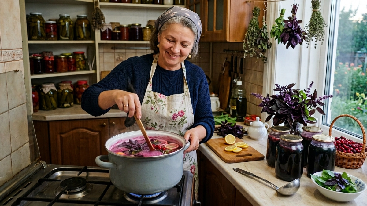Закрываю по 50 банок — и всё равно мало: компот «Рубинелла» на зиму — ароматный базиликовый лимонад по-домашнему
