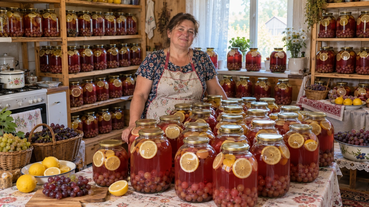 Закатываю по 50 банок виноградной «Канатоходки» — и всё равно мало: зимой открываем вместо лимонада: баланс сладости и кислинки