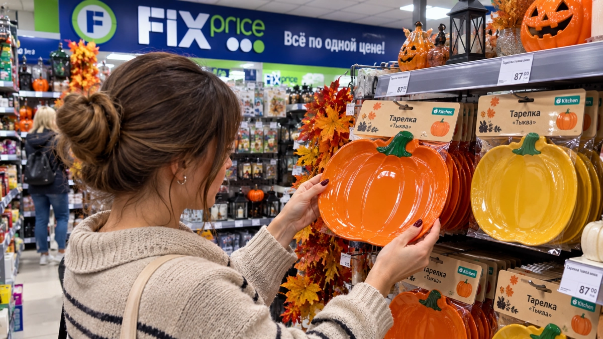 Тарелки-тыквы из Fix Price к столу не допускаю: собираю из них тёплые «фонарики» — вечером дом будто в октябрьской сказке