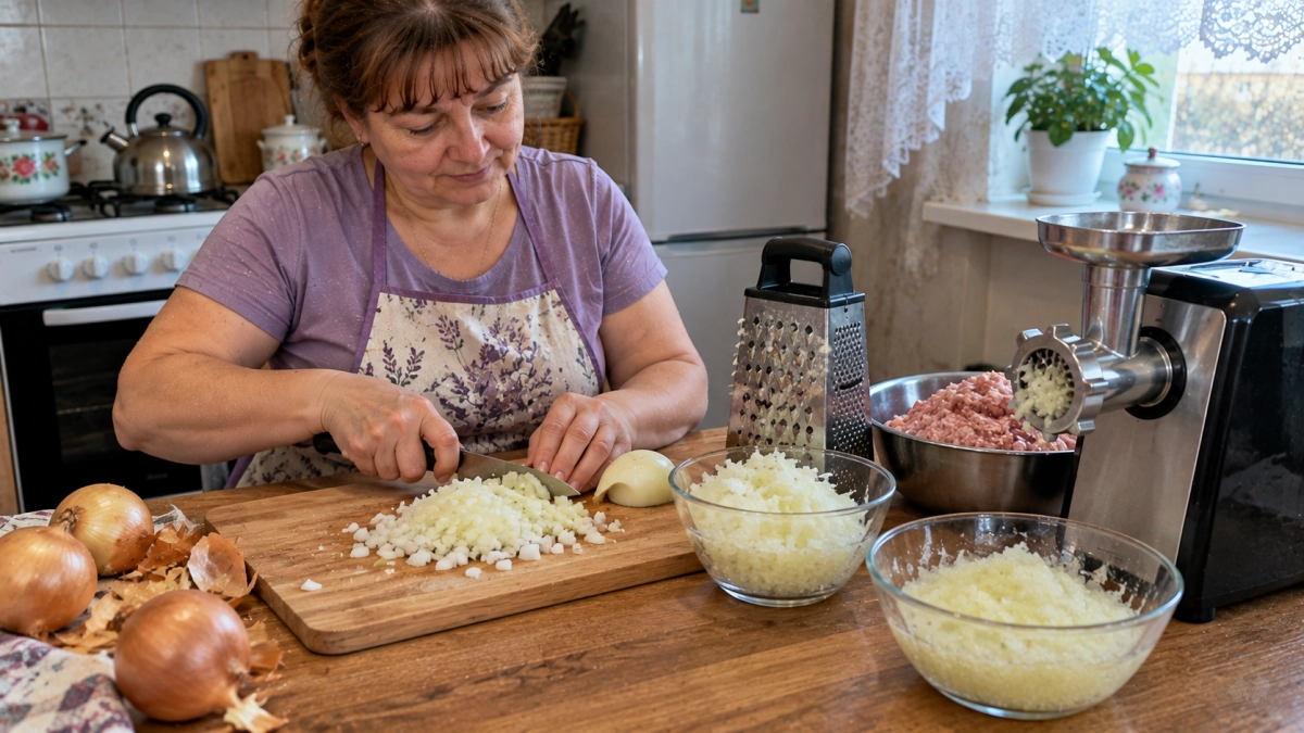 Лук в котлеты: резать, тереть или молоть? Секрет сочного фарша, о котором не знают даже опытные хозяйки