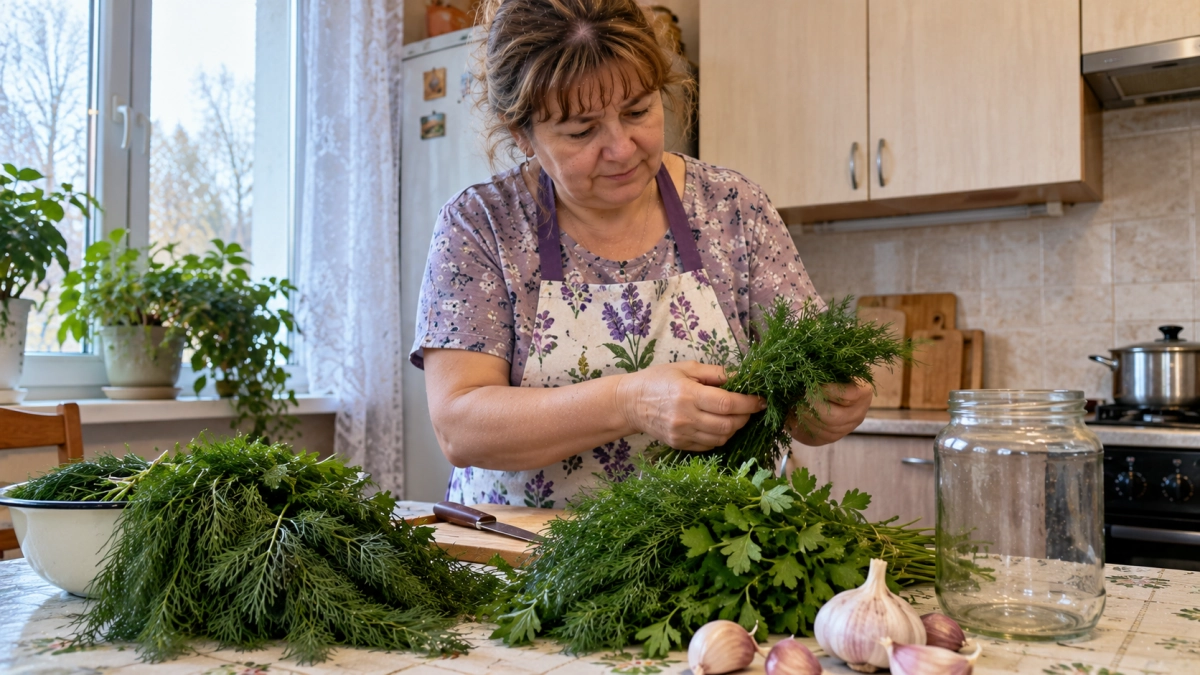 Зелень на зиму не сушу и не морожу: из укропа, чеснока и петрушки делаю «изумрудную» приправу — хранится годами