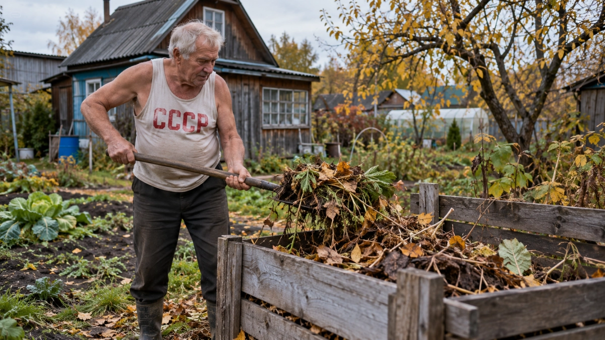 Не мусорная куча, а дачное «чёрное золото»: готовлю компост по советскому методу — ботва и листья идут в дело