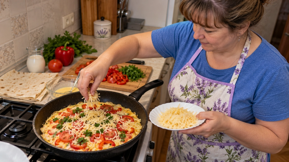 Лаваш режу соломкой и заливаю яйцом: через 10 минут — румяная вкуснятина на завтрак, домашние просят добавки