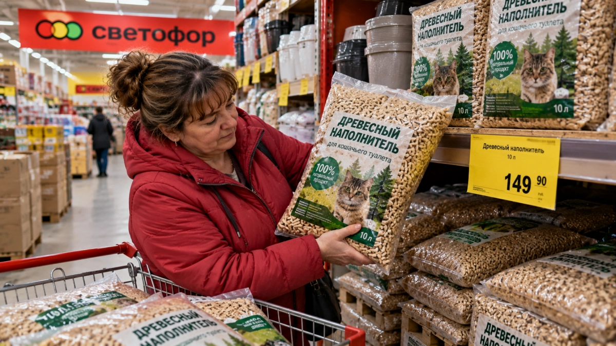 Древесный наполнитель в «Светофоре» скупаю мешками: но кошки у меня нет — на даче гранулы работают за троих